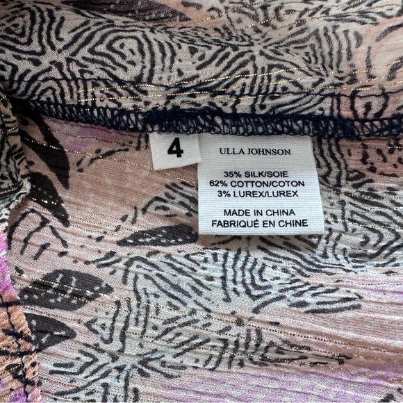 Ulla Johnson Silk Blend Ruffle Floral Lara Blouse Pink Neutral Top Size 4 - Picture 10 of 16